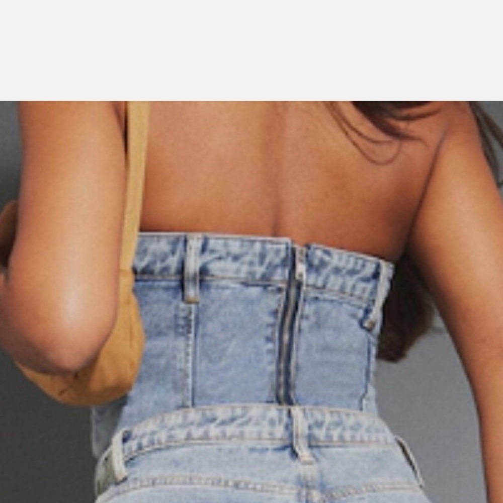 PrettyLittleThing Blue medium wash Denim Corset Top